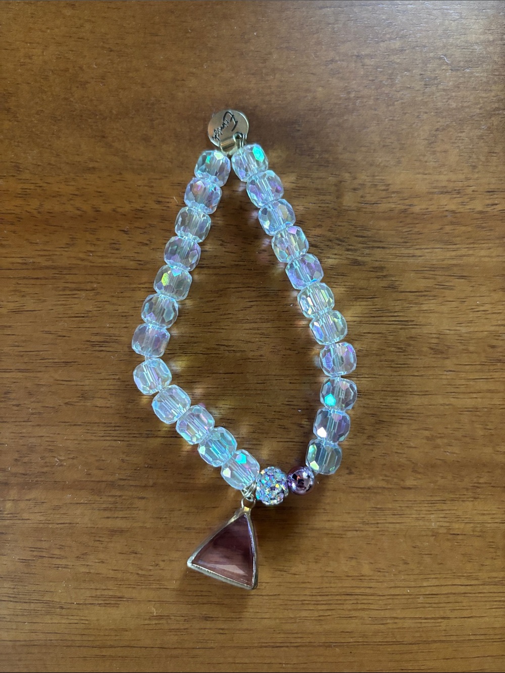Ermish Bead Bracelet with Purple Triangle Charm